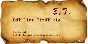 Bálint Titánia névjegykártya